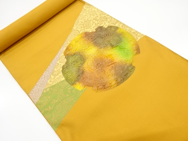 アンティーク　太田長製　獅子狩模様織出し名古屋帯地反物